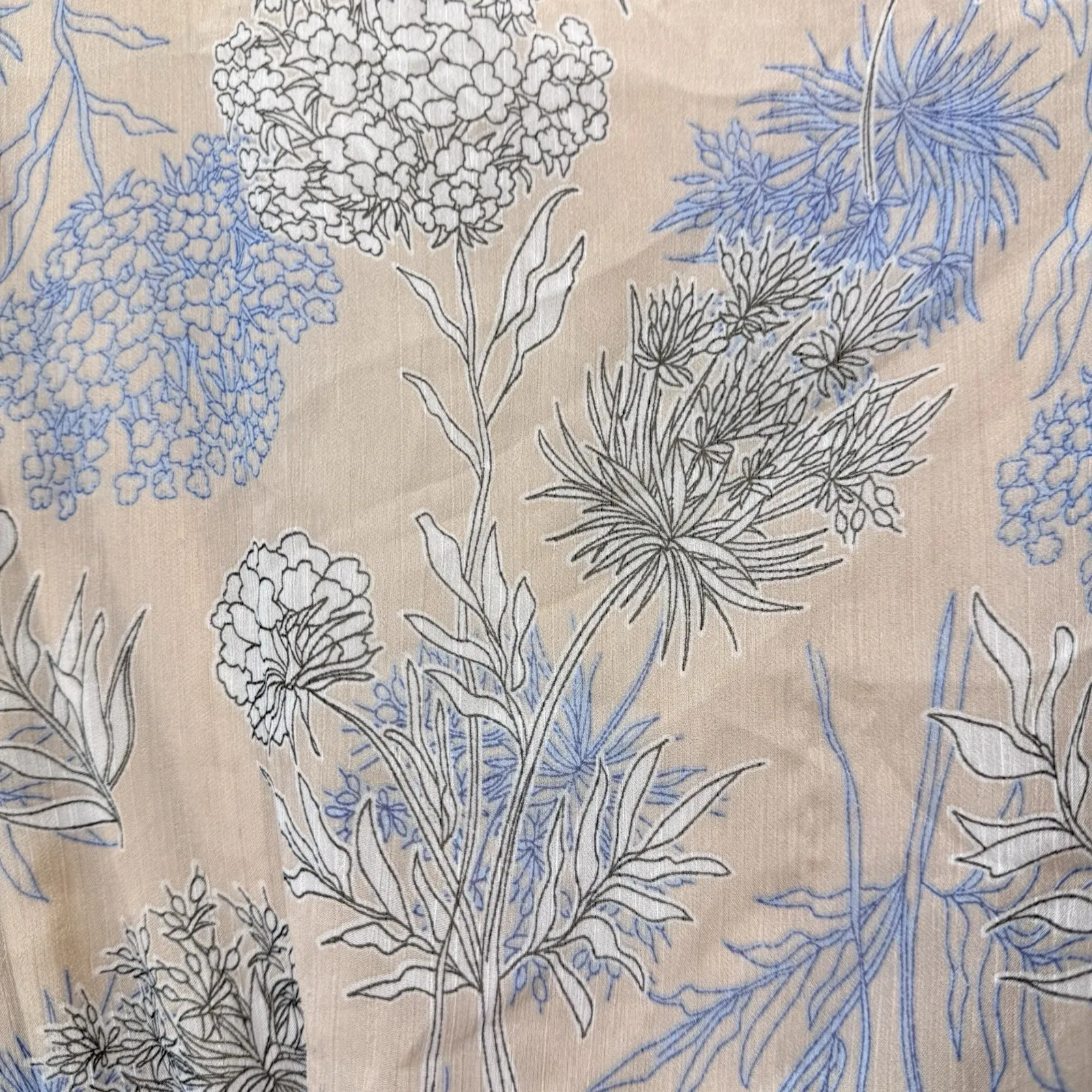 Lulus Subtle Romance Beige Blue Floral Ruffle Flutter Sleeve Midi Dress Size XL - Image 8