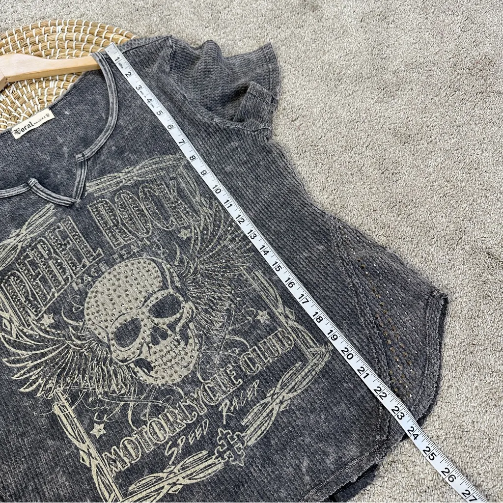 Vocal Women’s Rebel Rock Race Team Motorcycle Club Tee Embellished Graphic L - Image 11