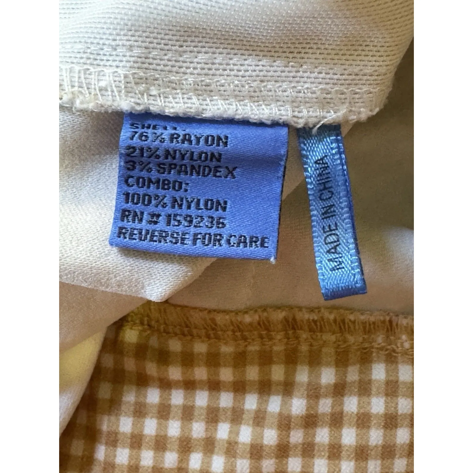 J. McLaughlin Ivy Pull On Pants 4 Tan White Cabana Gingham Kick Flare Pockets - Image 7