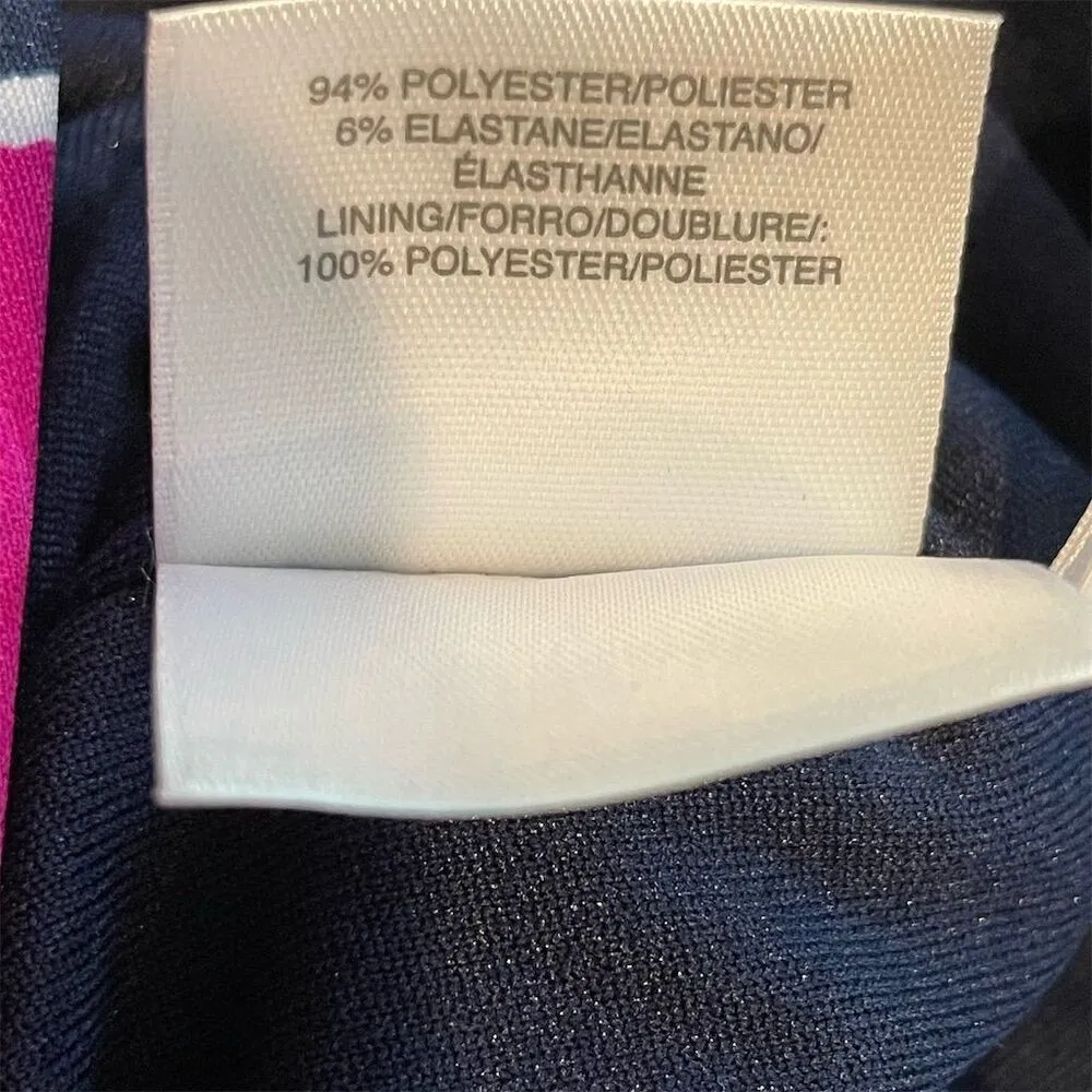 Anne Klein Floral Midi Dress Scuba Navy Pink‎ Fit & Flare Sleeveless Size XL - Image 10