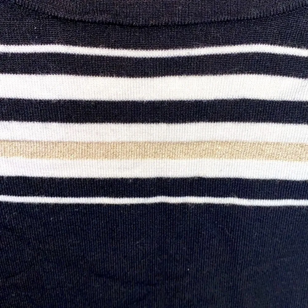 White House Black Market Striped Sweater Women EUC Sz Sm Black Gold - Image 47