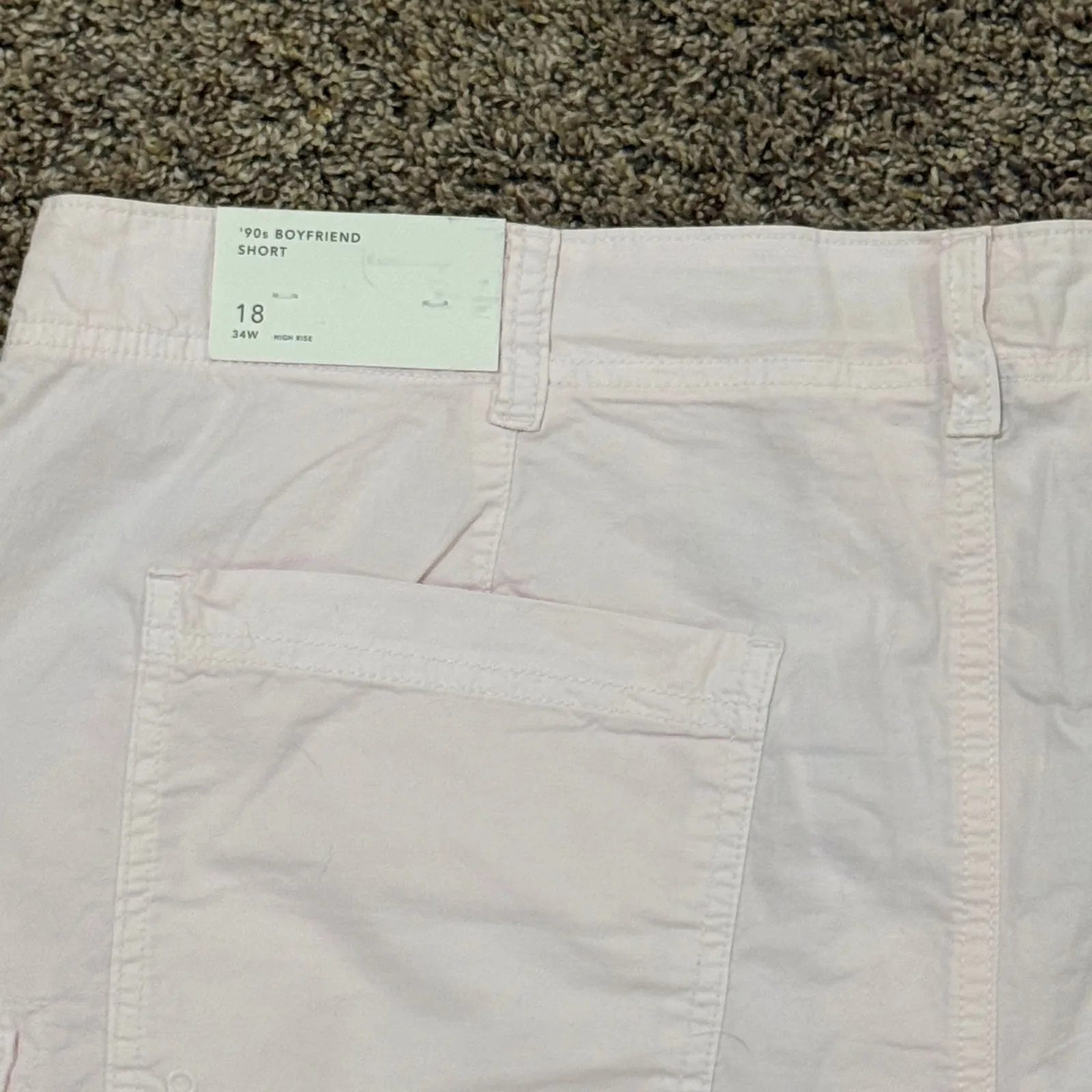 NWT American Eagle 90s Boyfriend Shorts Twill Canvas Cargo Raw Edge Pale Pink 18 - Image 5