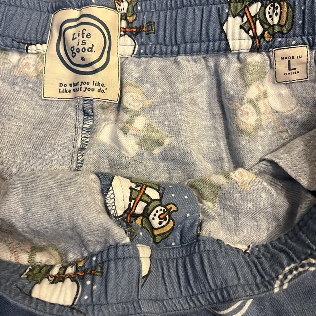 Life is Good Snowman Pajama Set Cotton Relaxed Holiday Christmas - Image 5