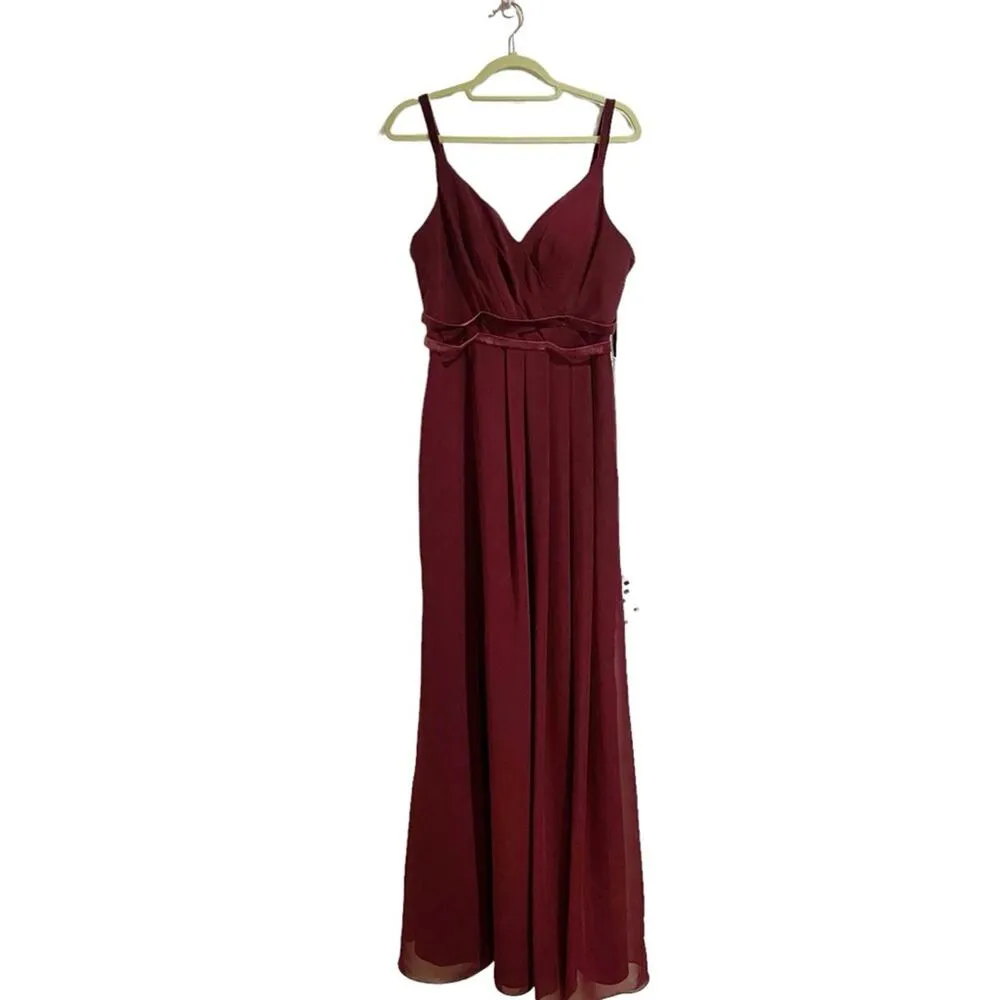 Sorella Vita Burgundy Chiffon Maxi Dress Sz 12 NWT - Image 2