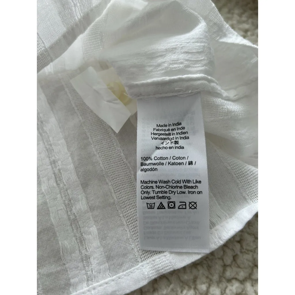 Madewell Straight Hem Shirt in Cotton Dobby White Button Front Relaxed Size XXS - Image 14