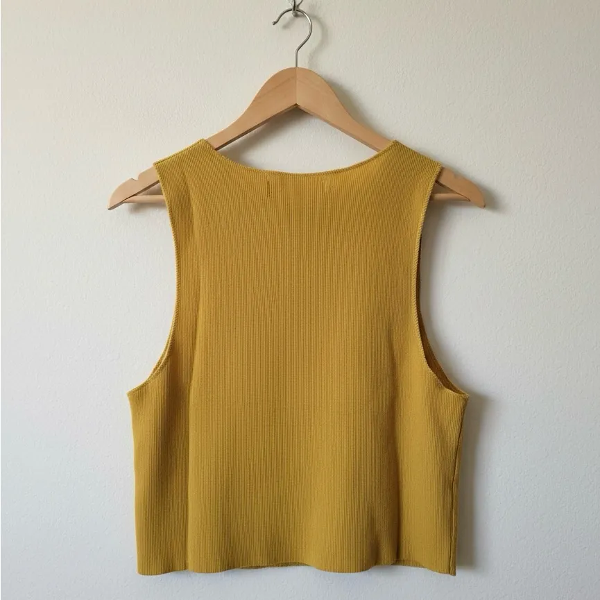 Zara Mustard Yellow Ribbed Crop Top - Image 3