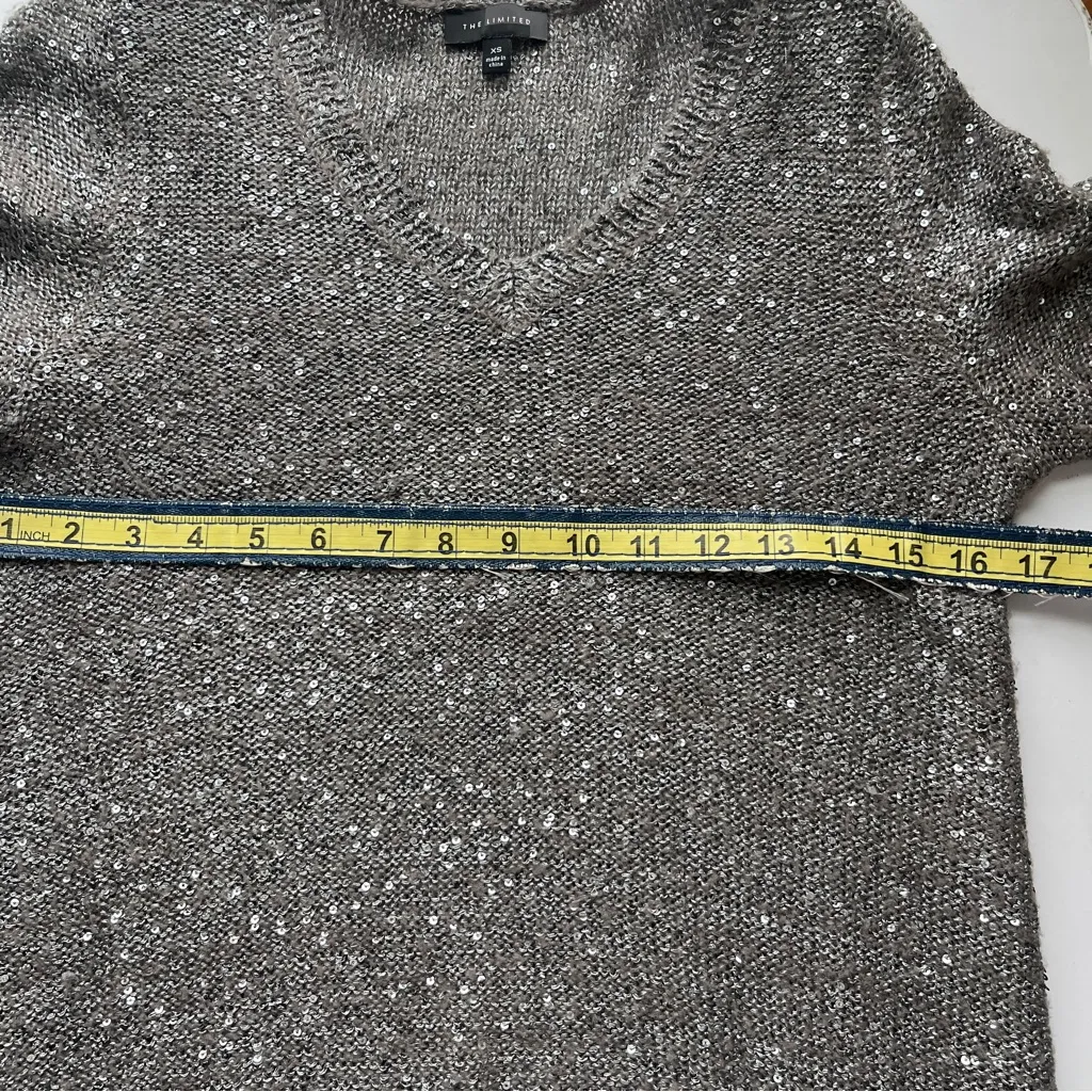 The Limited Glittering Silver V-Neck Sweater - Image 7