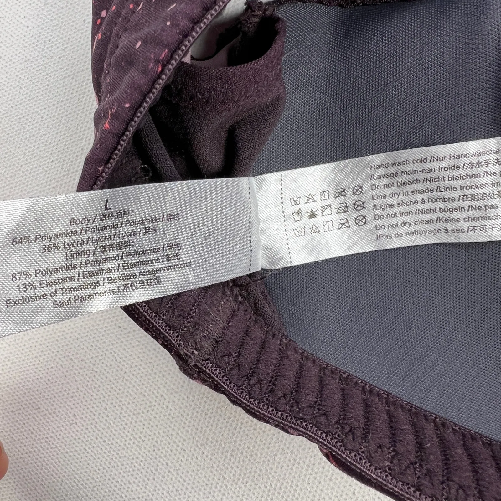 Pair of Syrokan Sports Bras High Impact Wirefree Mesh Purple Yellow Size L Size L - Image 9