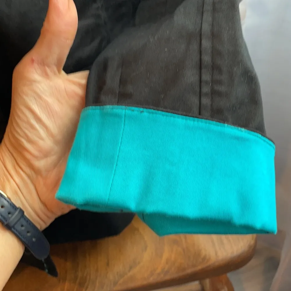 JOAN RIVERS Black & Aqua Blazer Jacket Size Medium - Image 3