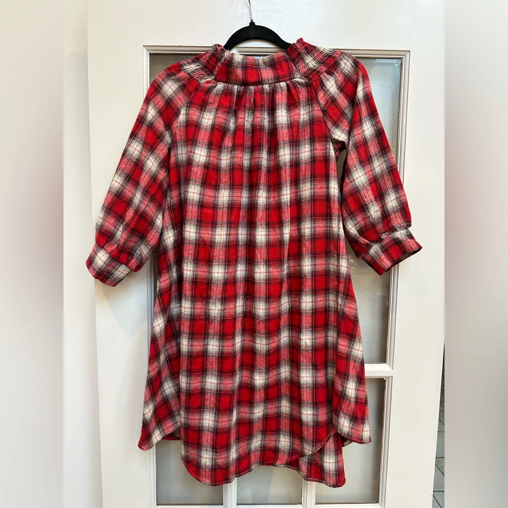 Nasty Gal Red Plaid Flannel Off-Shoulder Oversized Shirt Dress Size Small S - Image 5