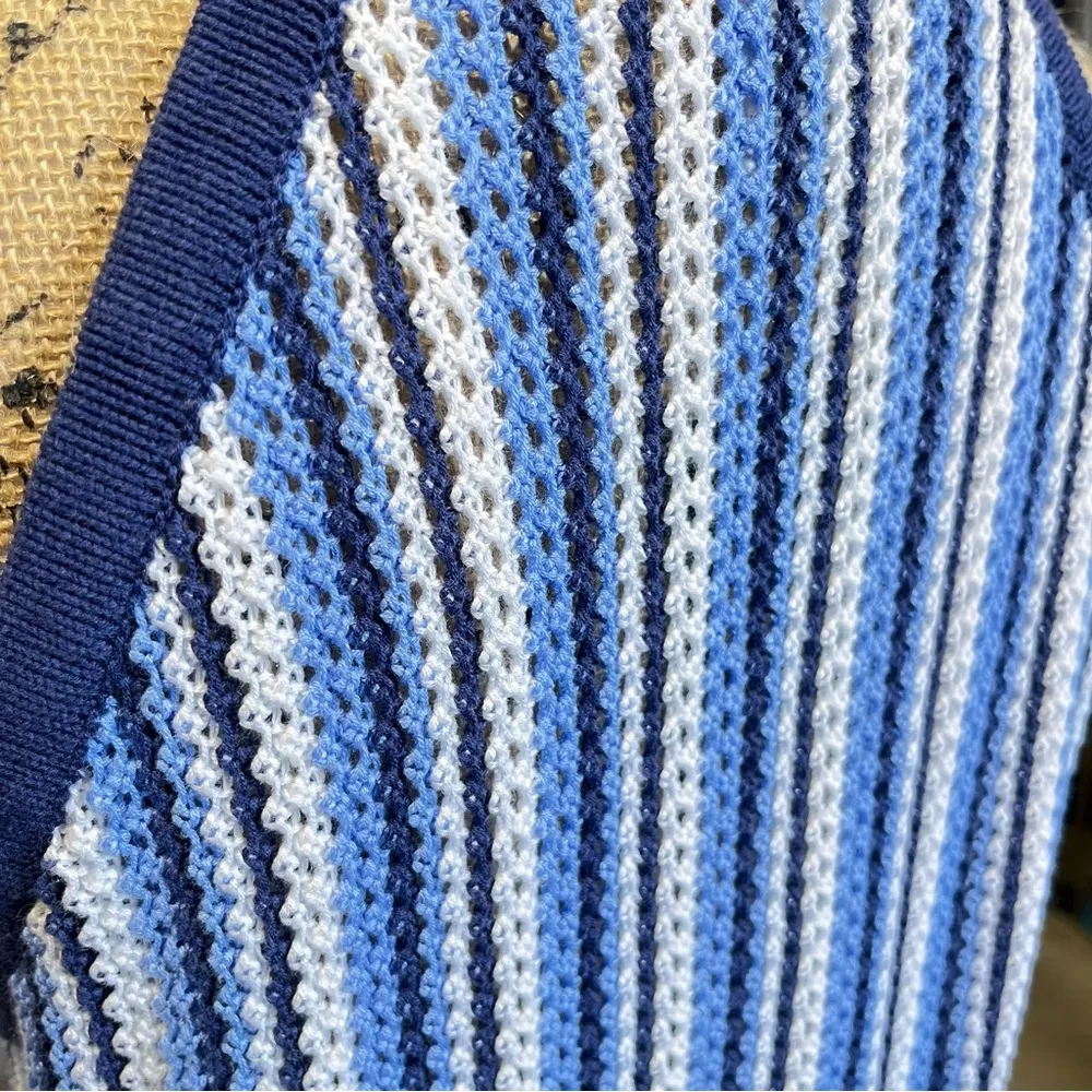 C & C California Blue White Crochet Halter Style‎ Swim Cover Up Mini Dress Beach - Image 8