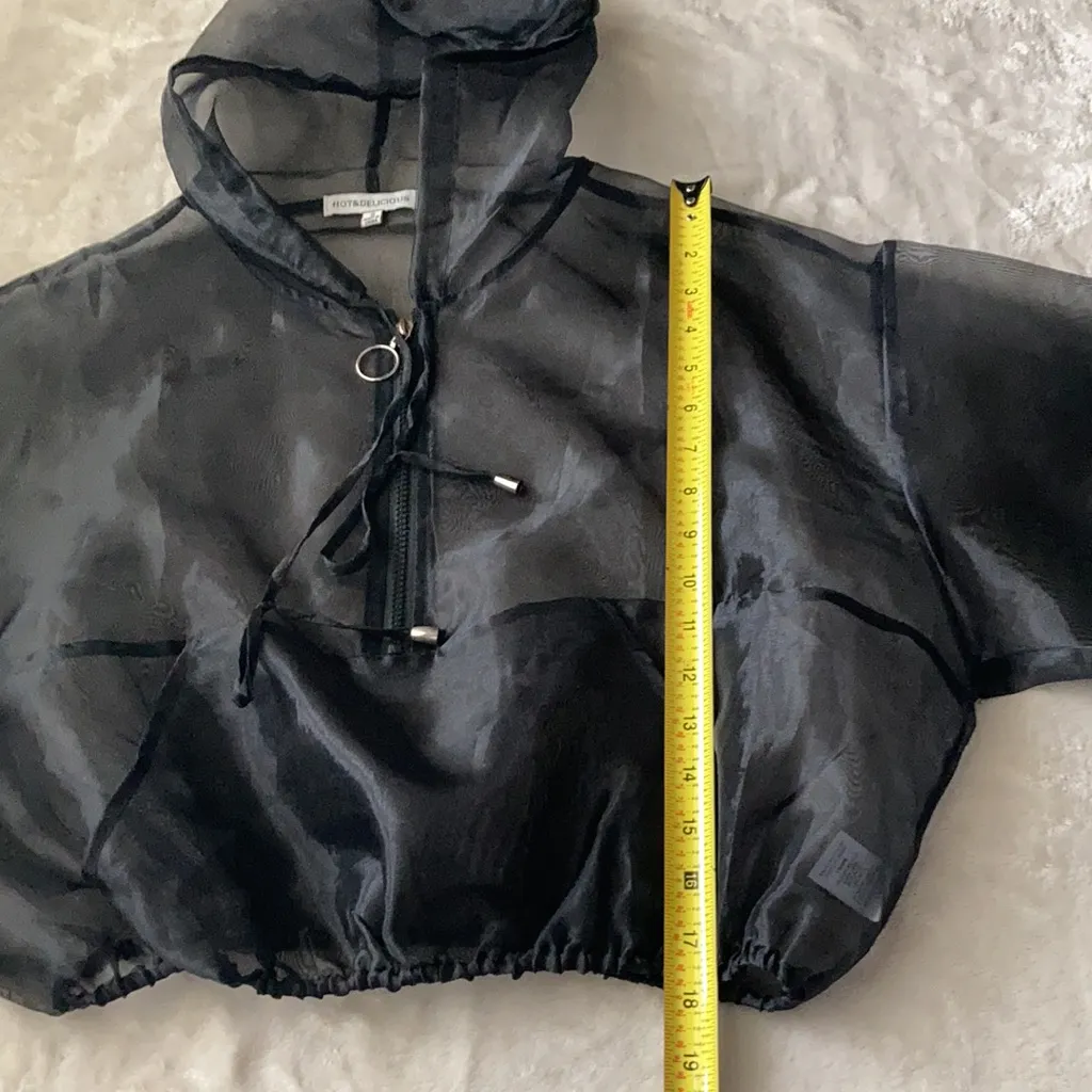 Like New! Great looking sheer, black hoodie top - Image 7
