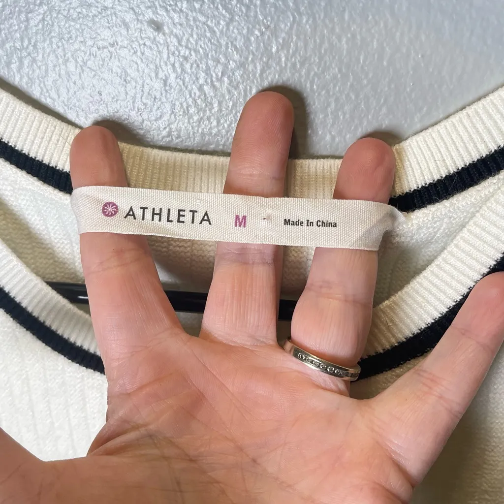 Athleta‎ Women's On The Town Ribbed White Sleeveless Sweater Vest Tunic Size M - Image 4