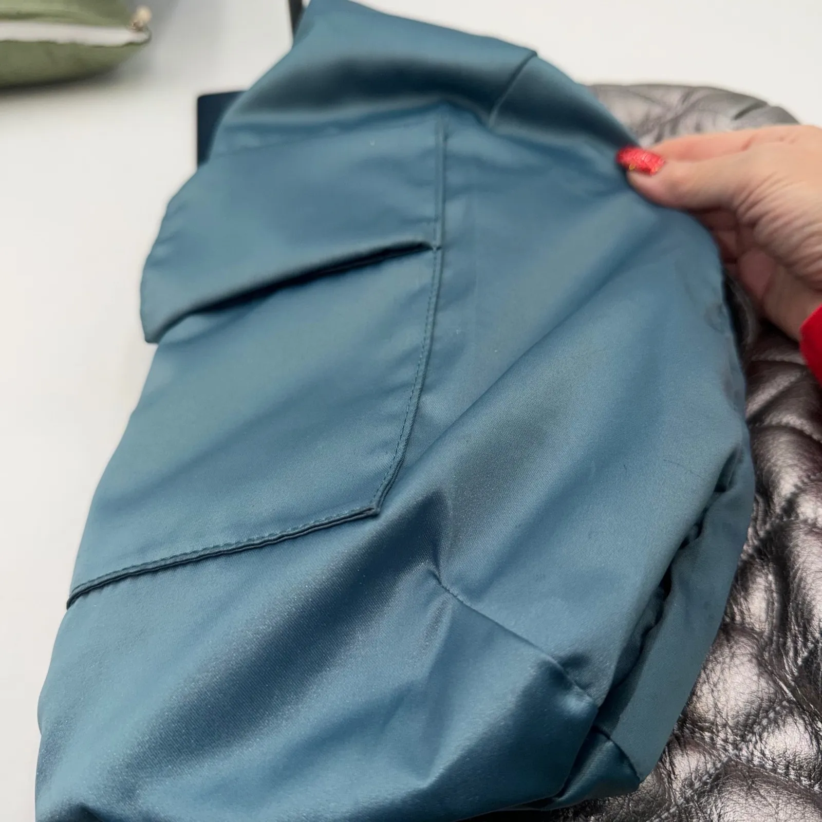 Coach Poppy Quilted Metallic Leather Tote Bag Silver Shoulder Handbag - Image 10