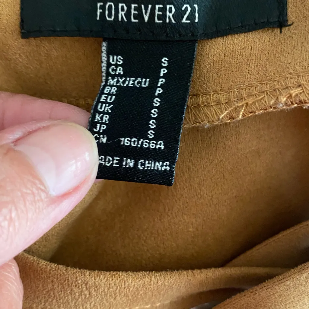 Forever 21 Womens Faux Suede Brown Tan Mini Wrap Skirt S Small Waist 26” - Image 7