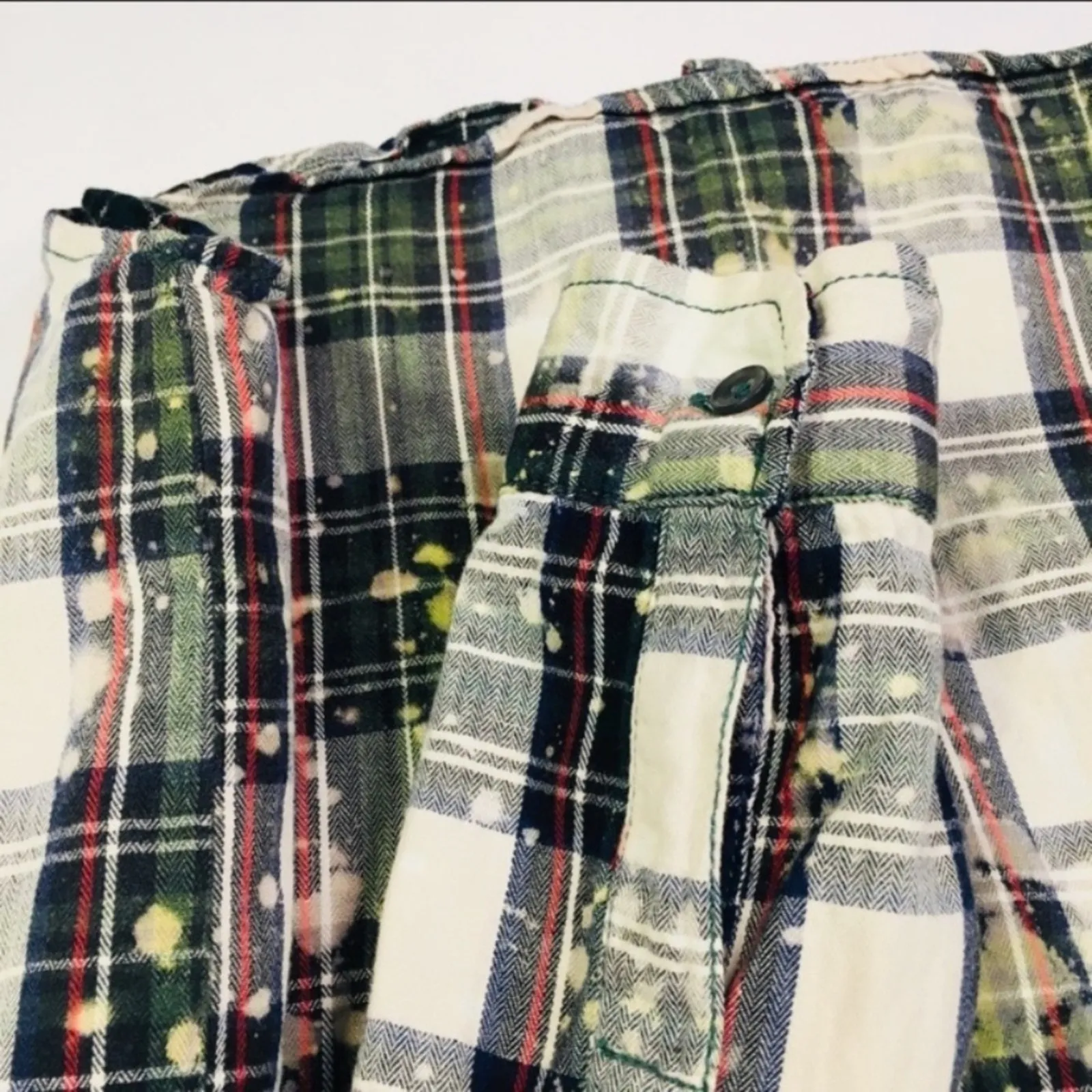 Vanilla Star Plaid Flannel Bleach Dyed Shirt Small - Image 7