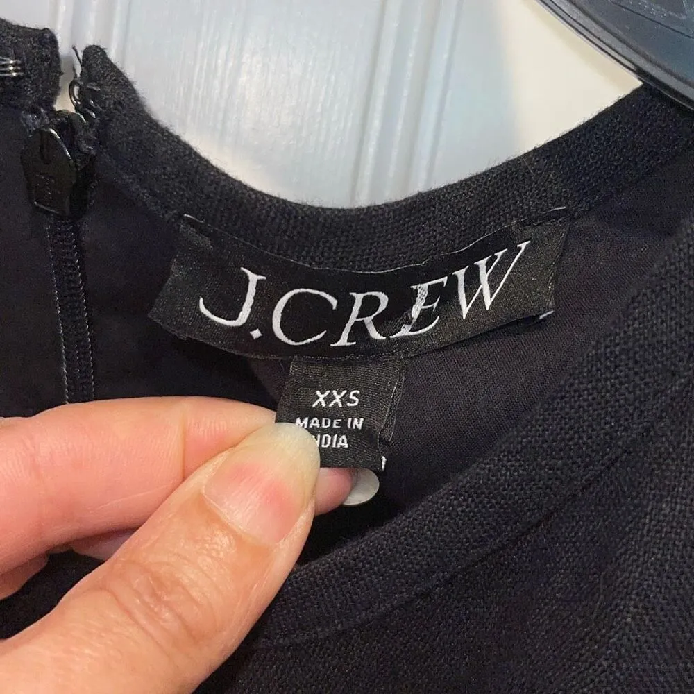 J. Crew Womens Large Black 100% Linen Halter Dress Sleeveless Lined Size XXS Bla - Image 4