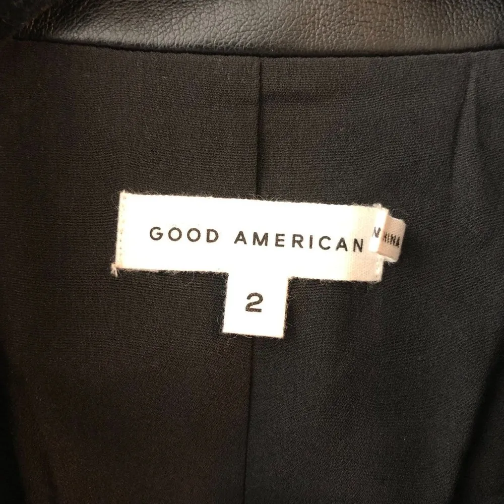Good American Faux Leather Unisex Blazer Better Than Leather Oversized Black 2/M - Image 5