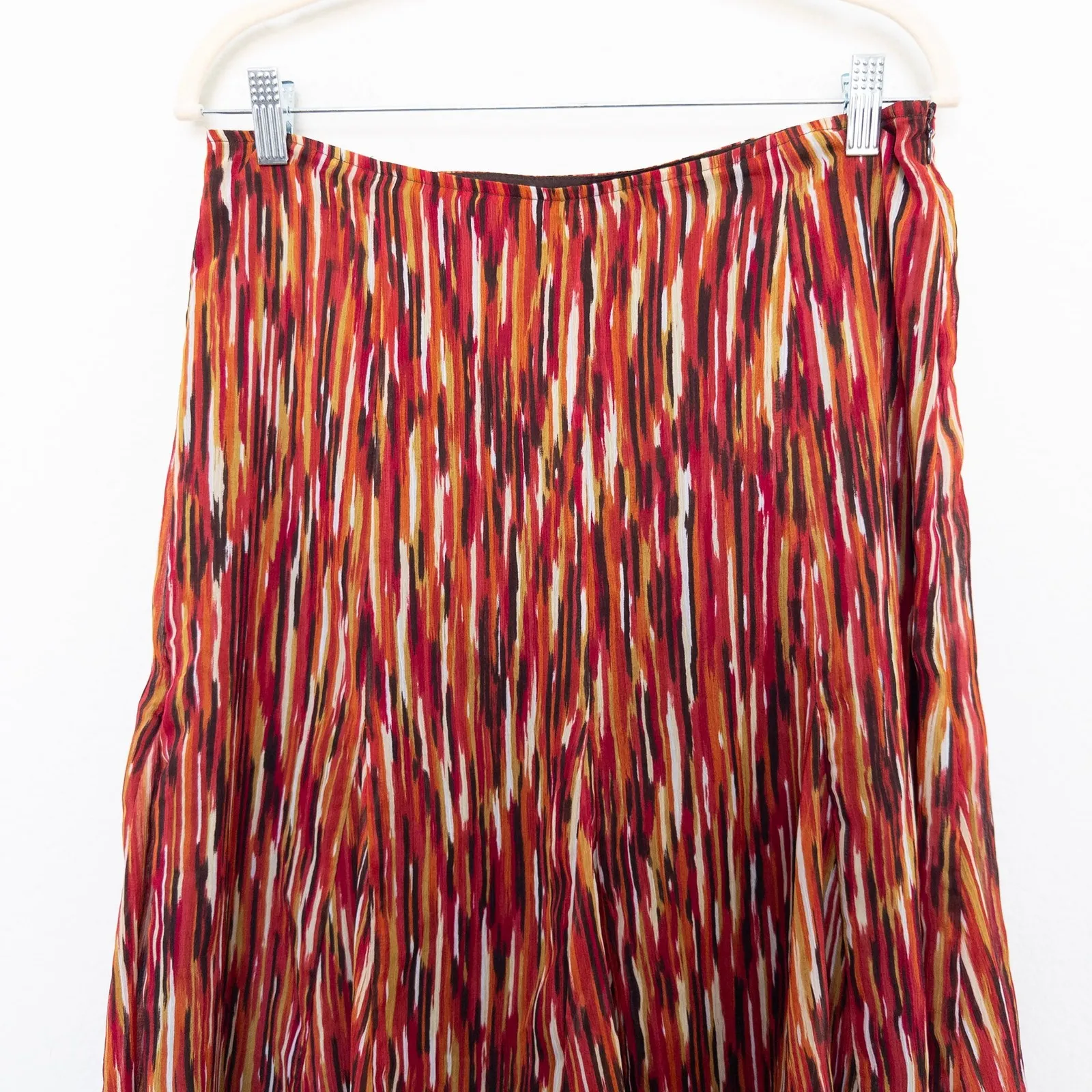 Y2K Cato Womens Skirt Size 10 Red Multicolor Pleated Boho Midi Artsy Fall Earthy - Image 2