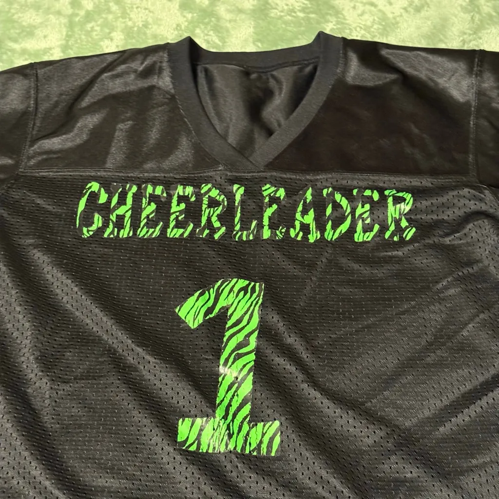 Augusta Cheerleader Mesh Jersey Black Neon Green -M - Image 2