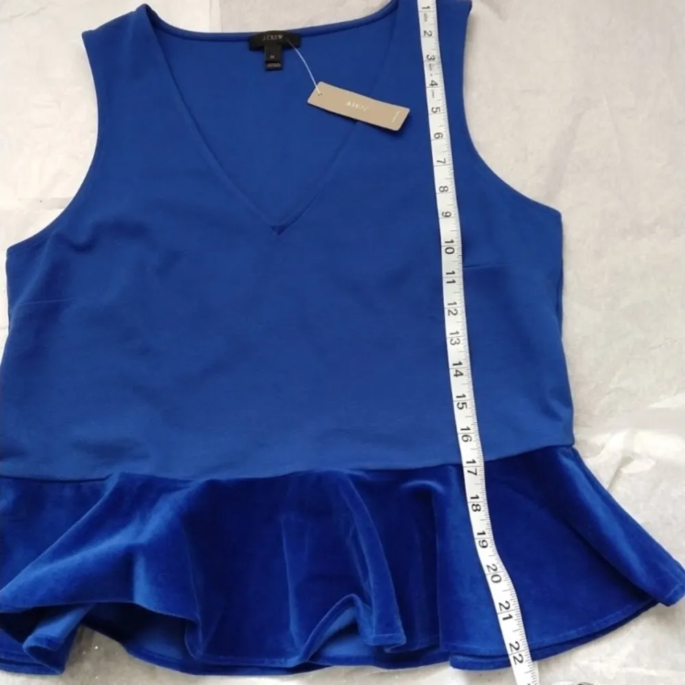 NWT!! J.Crew Blue Velvet Bottom Peplum Top - Image 6