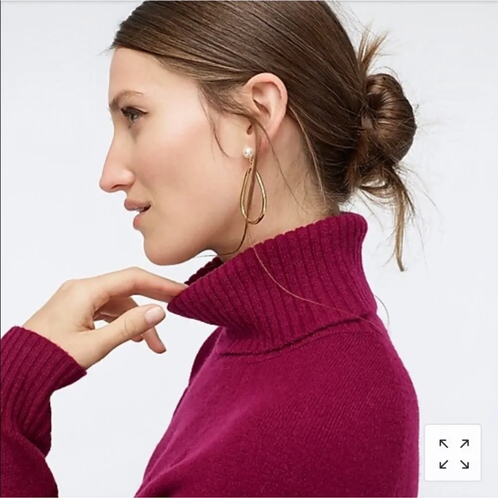 J. Crew Supersoft Side Slit Long Sleeve Knit Turtleneck Sweater Wine Small S - Image 3