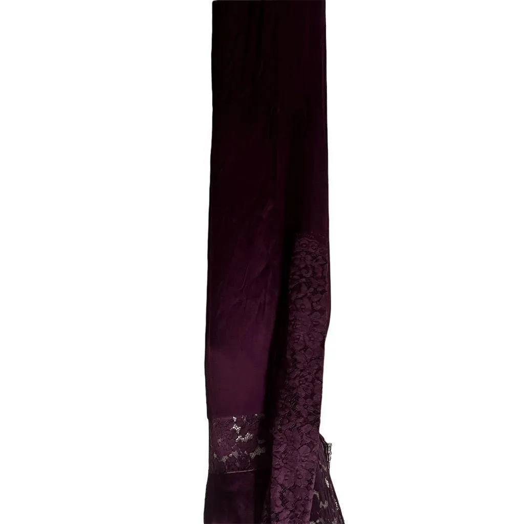 Lovers + Friends Justine Burgundy Wide Leg Jumpsuit Lace Sleeves Size XS - Image 4