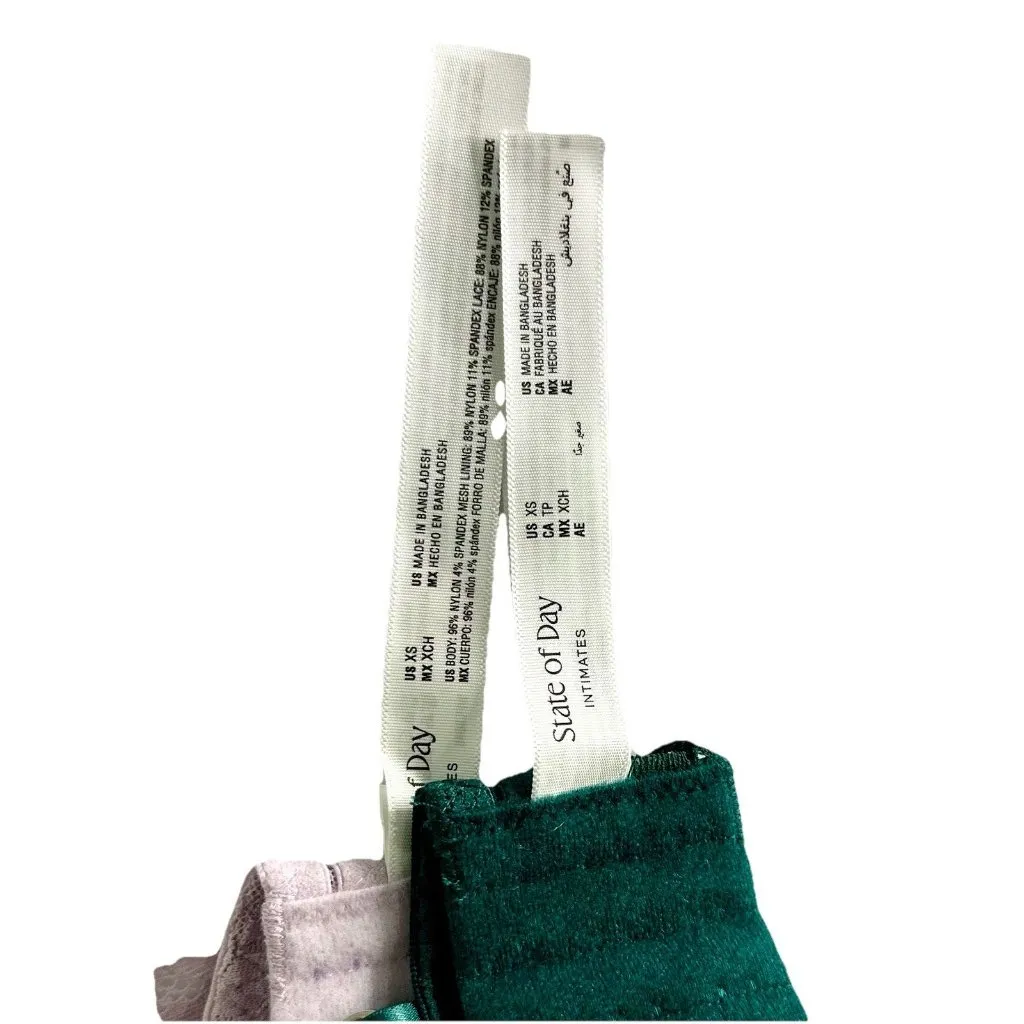 State of Day Lace Bralette Bundle XS Green & Light Lavender Wireless Stretch Purple - Image 5