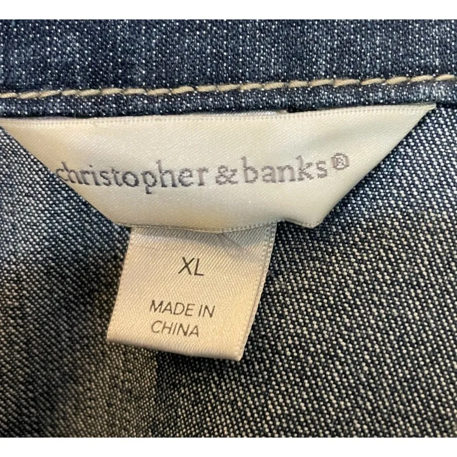 Christopher‎ Banks Womens XL Denim Jacket Pockets Preppy Western Classic Outdoor - Image 5