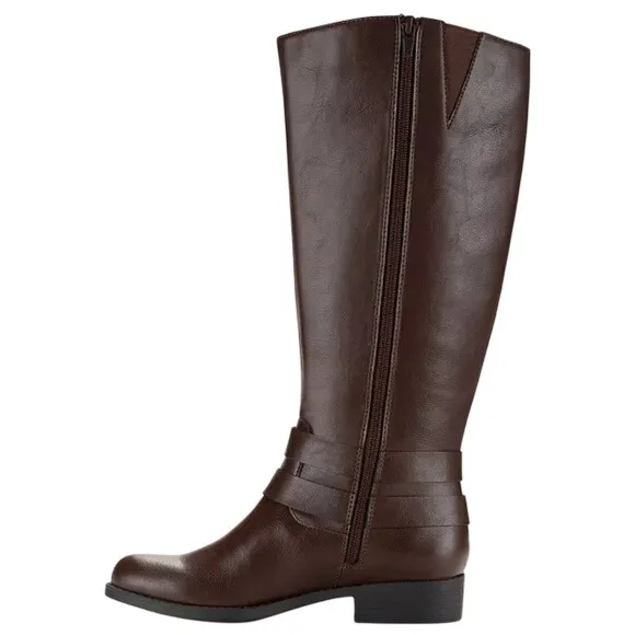 NEW Style & Co Brown Moto Riding Knee Boots Womens 10 Wide Calf Buckles - Image 3
