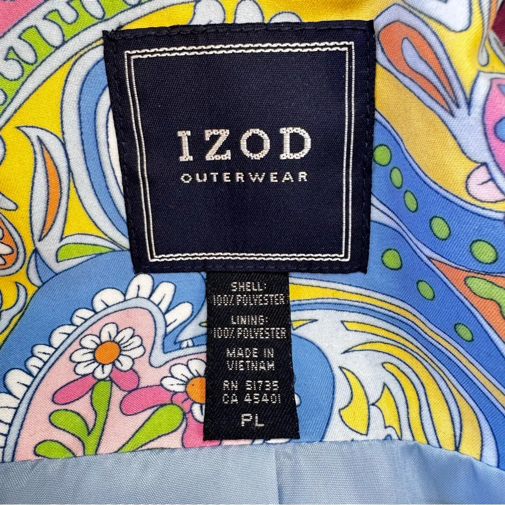 Izod Pastel Paisley Double Breasted Trench Coat Flower Power Retro Hippie Boho - Image 7