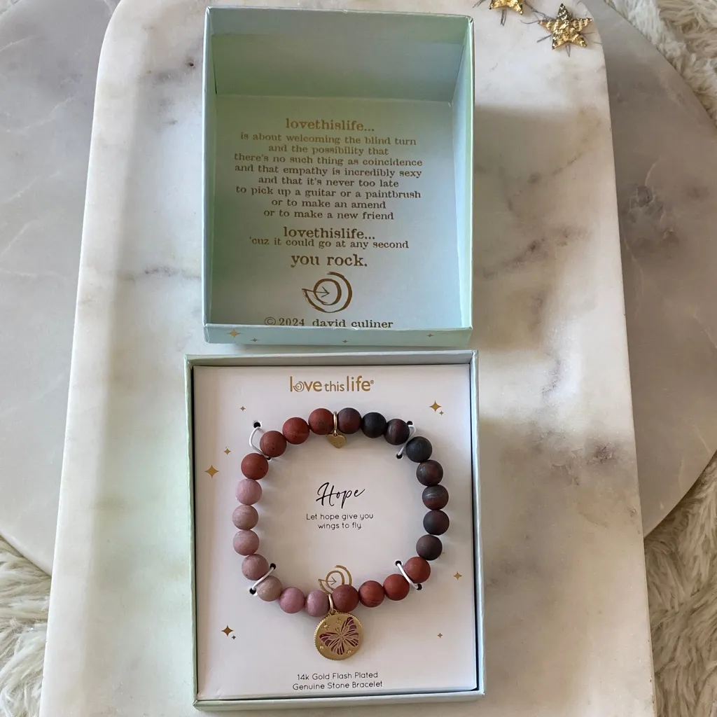 NWT Genuine Stone Bracelet - Pink and Brown - Image 4