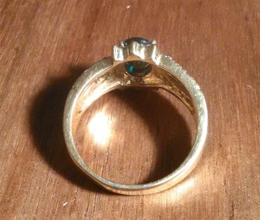 Simulated Emerald and White Crystal Gold Plate Ring (Size 10) - Image 11