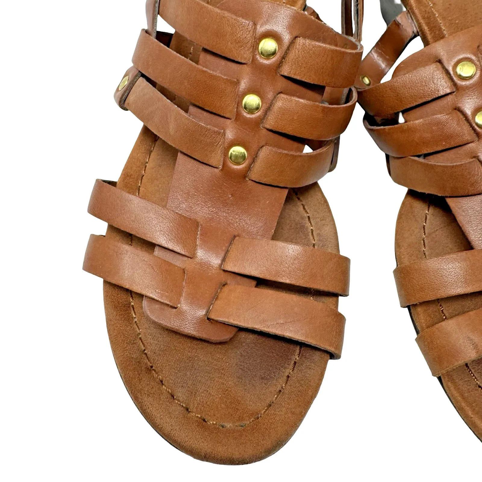 Lauren Ralph Lauren LRL Sandals Lucetta Brown Tan Leather Strappy Buckle Wms 7B - Image 7