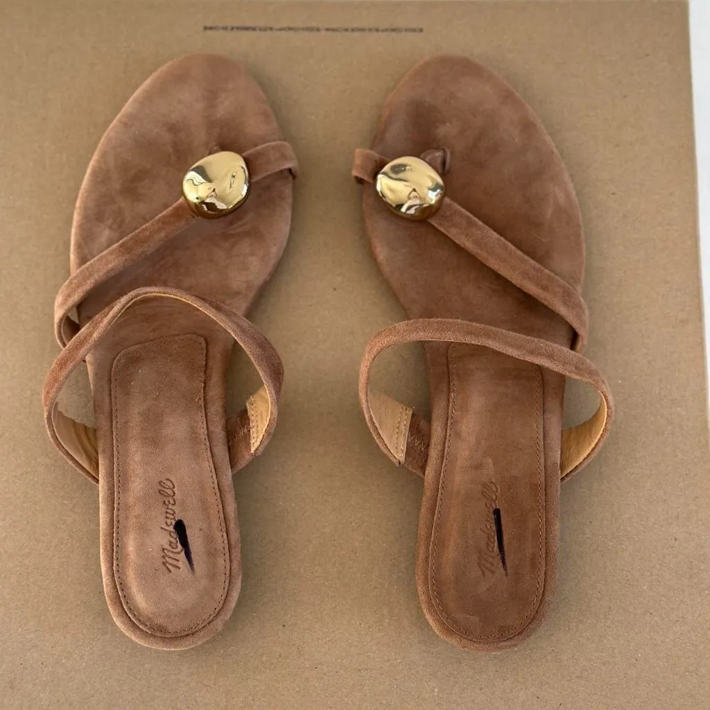 Madewell The Mila Organic Hardware Thong Slide Sandal in Aged Cognac, Size 8 - Image 6