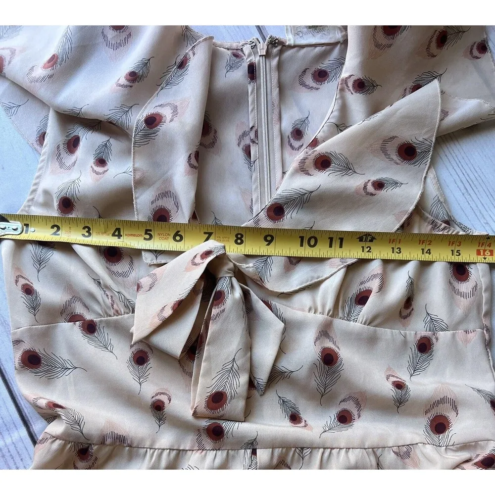 Forever 21 Peacock Feather Romper with Pockets Pale Pink Women’s M - Image 5