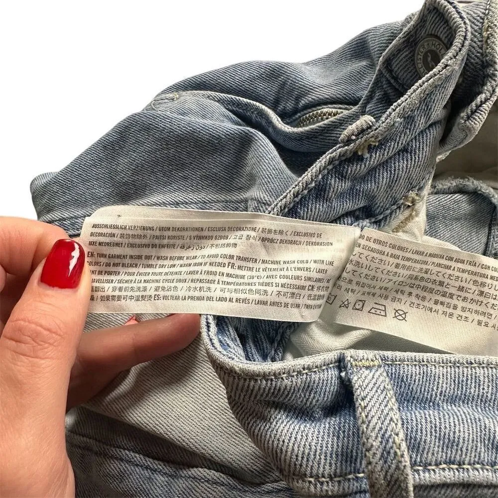 Hollister Ultra High-Rise Dad Jeans Women’s Size 24 Blue Two-Tone Raw Hem - Image 6