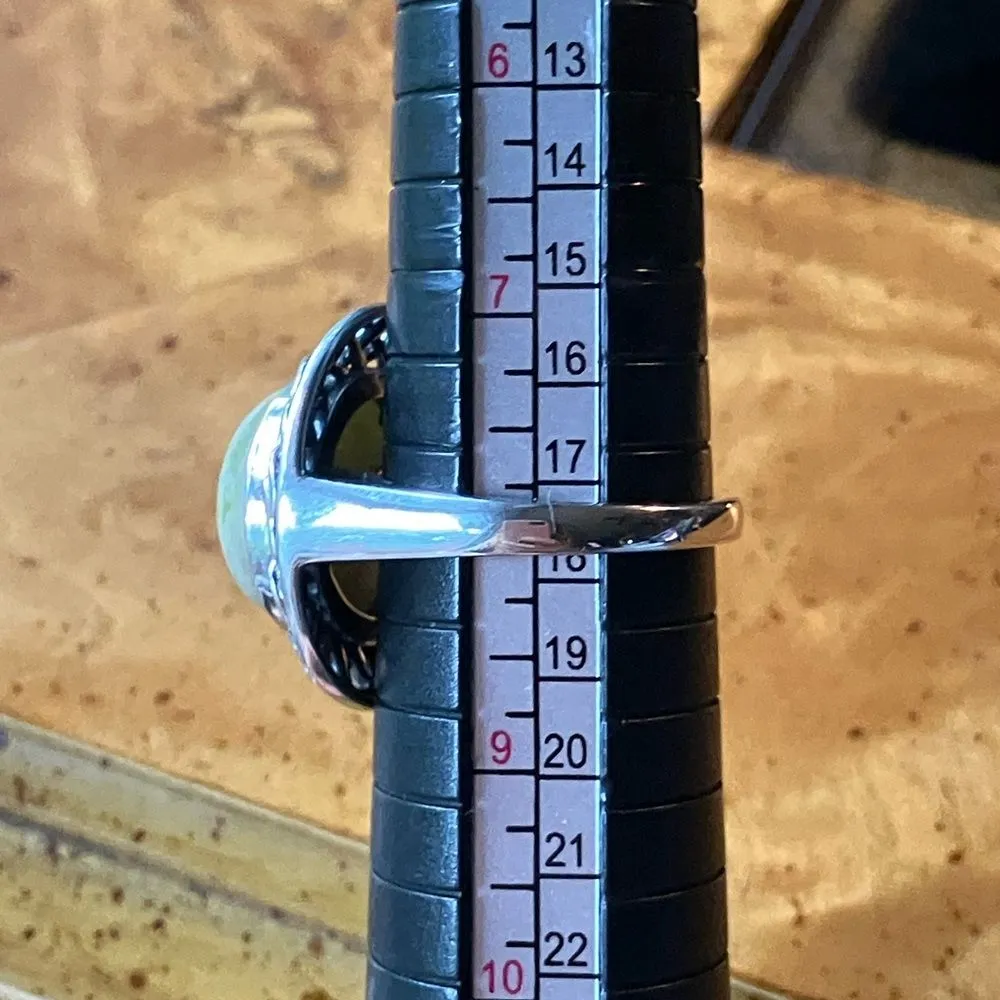 Natural Connemara Marble Sterling Silver Cocktail Ring Size 8 Green - Image 8