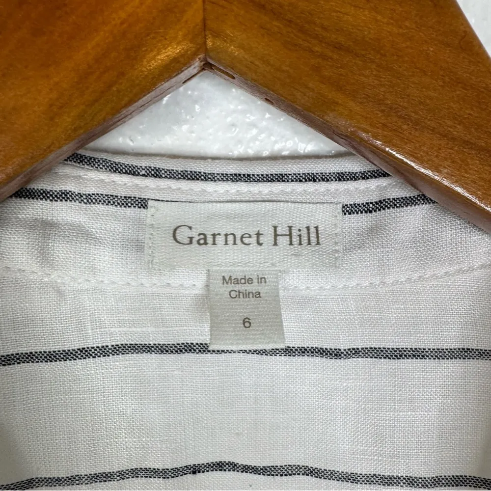 Garnet Hill 100% Linen Striped Top Size 6 - Image 4