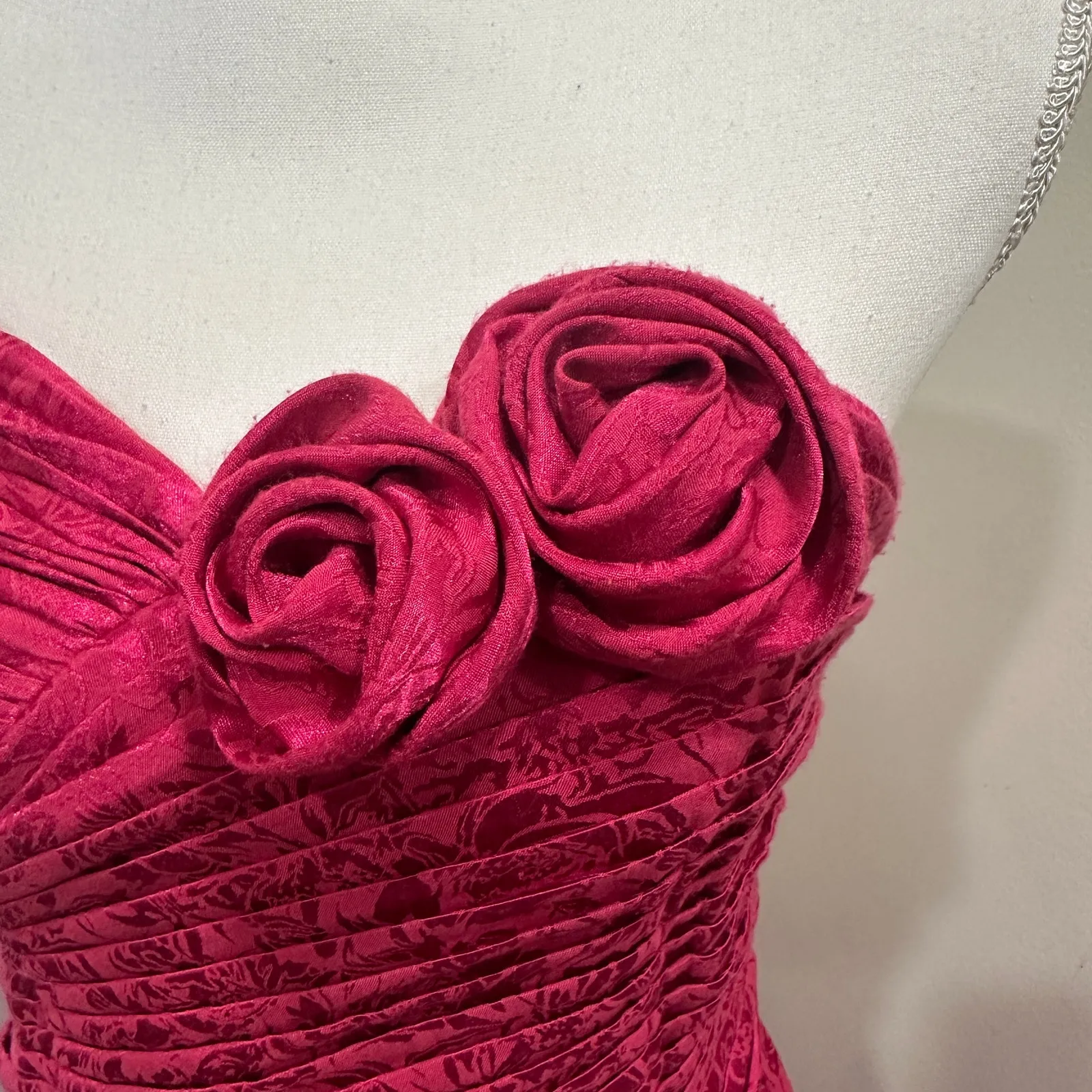 Free People NWT Make an Entrance Hot Pink Floral Jacquard Strapless Maxi Dress 4 - Image 6