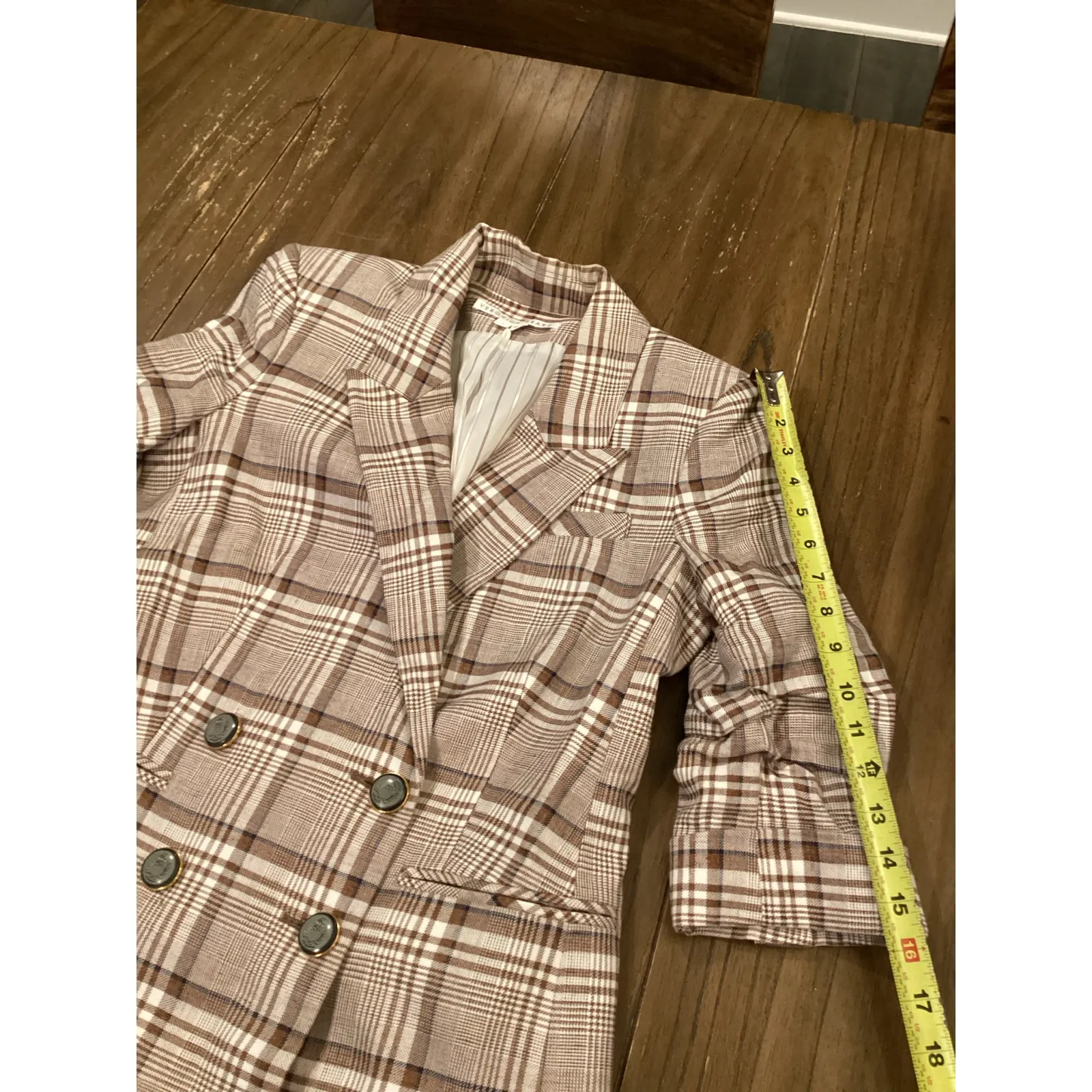 Veronica Beard Viva khaki multi plaid Dickey blazer Jacket double breasted 6 - Image 12