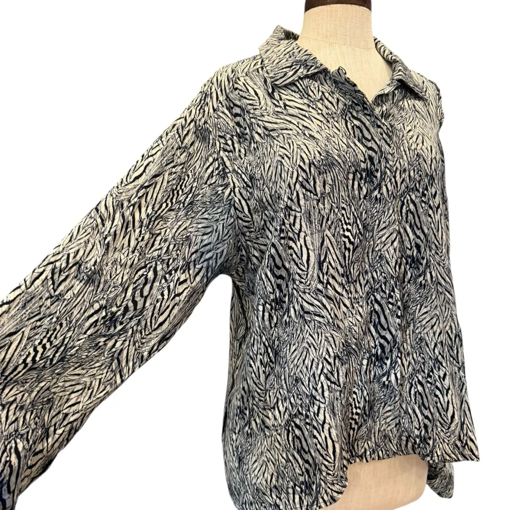 Vintage Neiman Marcus zebra print button down blouse - Image 4