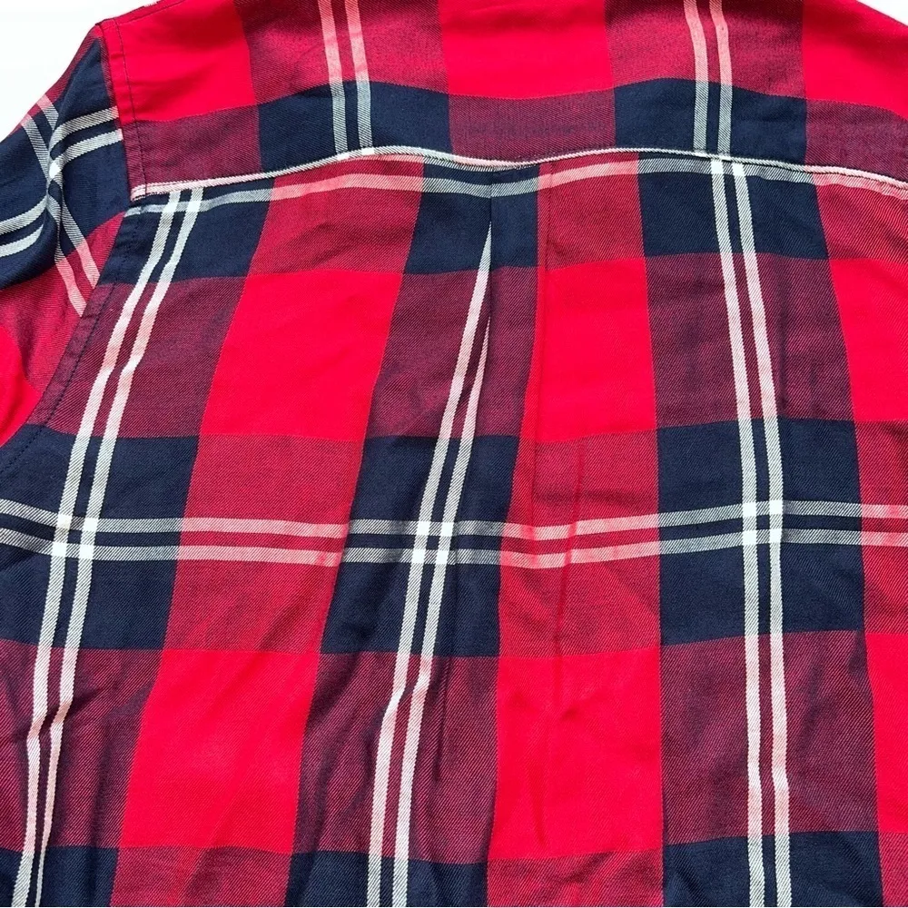 WOOLRICH plaid flannel collared long sleeve button down red blue small - Image 6