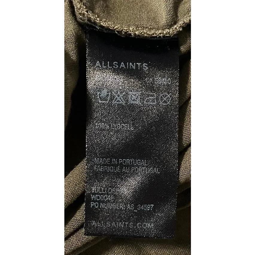 All Saints Asymmetrical Dress in Military Green Slouchy Drapes on One Side sz. 6 - Image 5