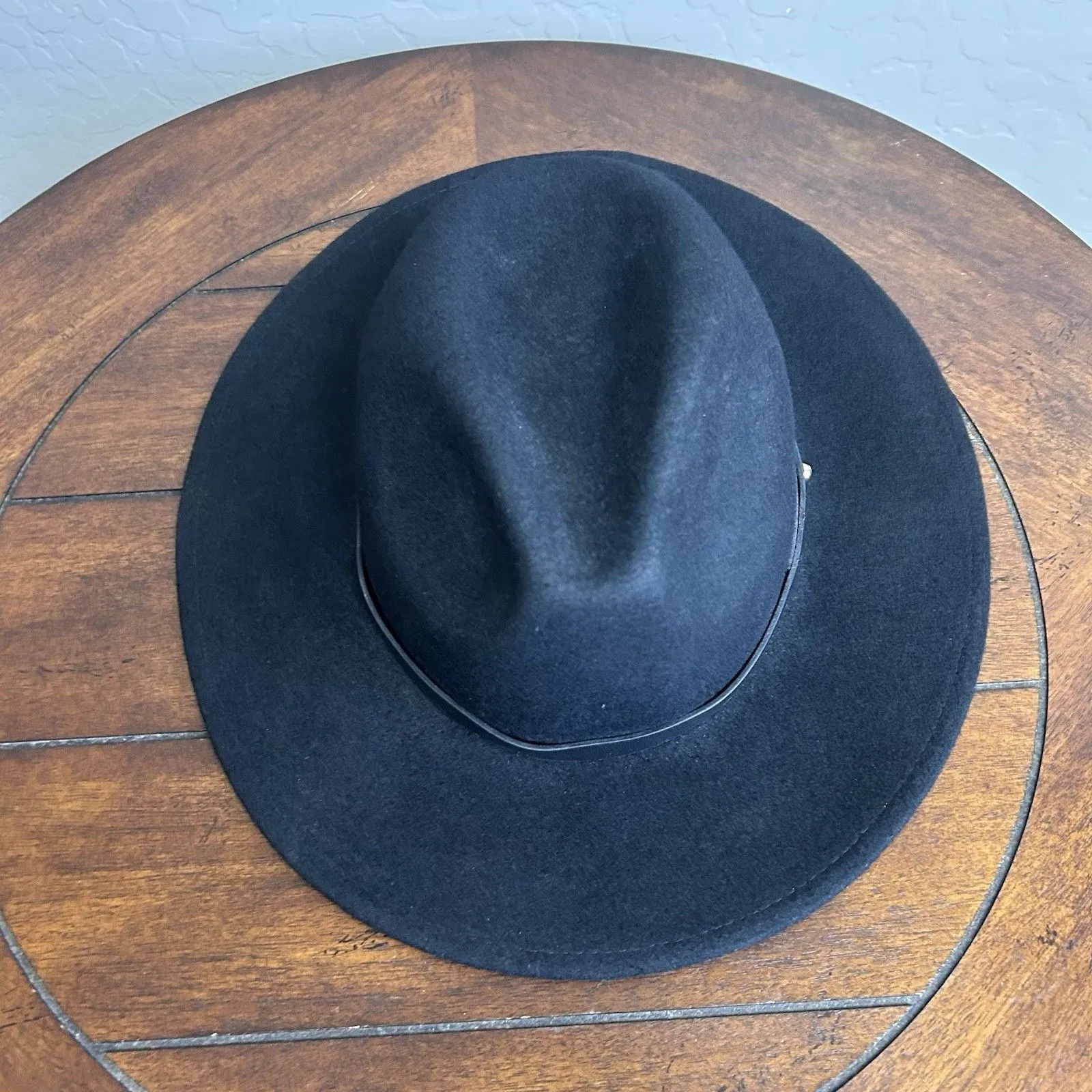 Free People Wool Fedora Hat Black W/ Leather Band One Size $78 - Image 4