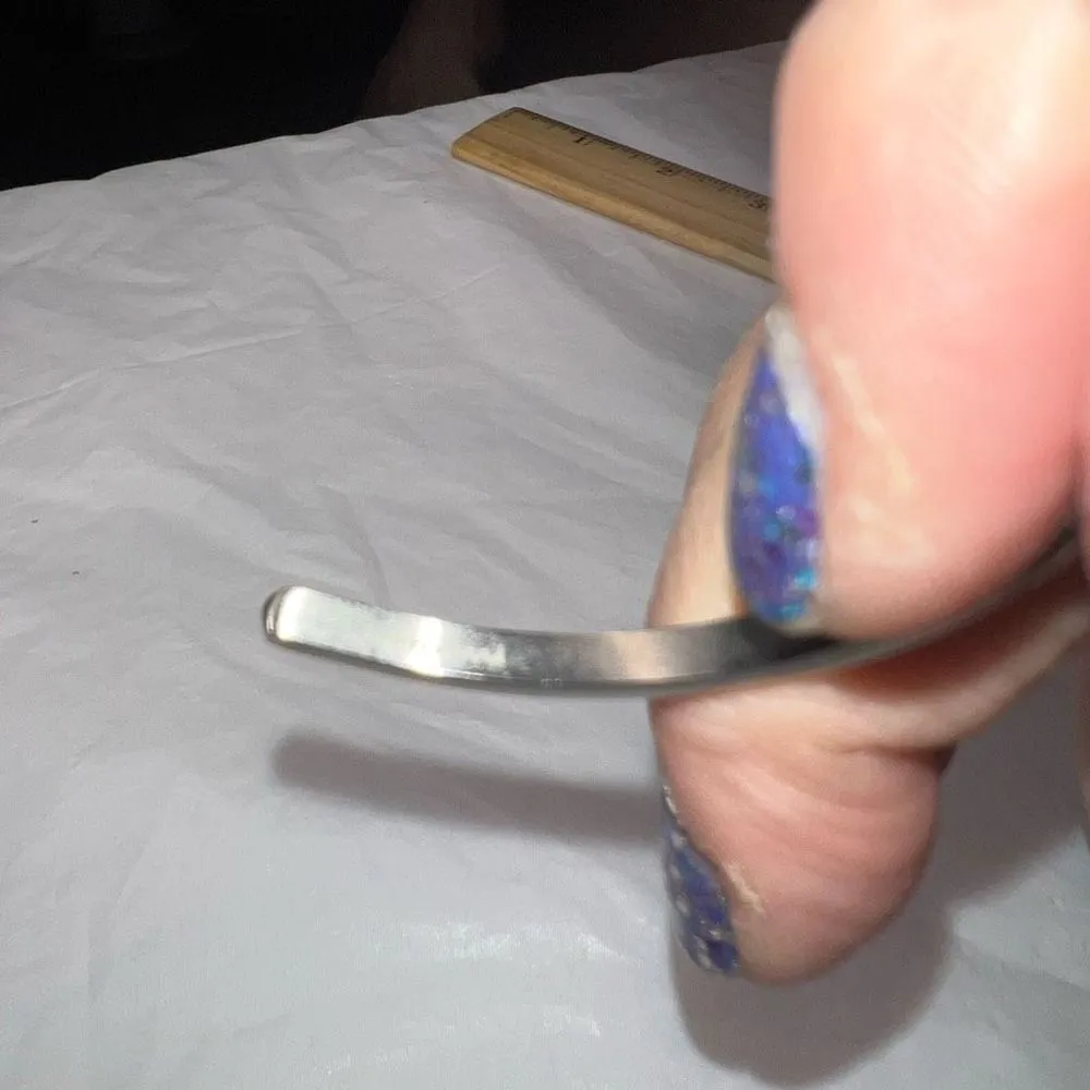 MantraBand  Silver Tone “Think Happy” Thin Cuff Bracelet - Image 3