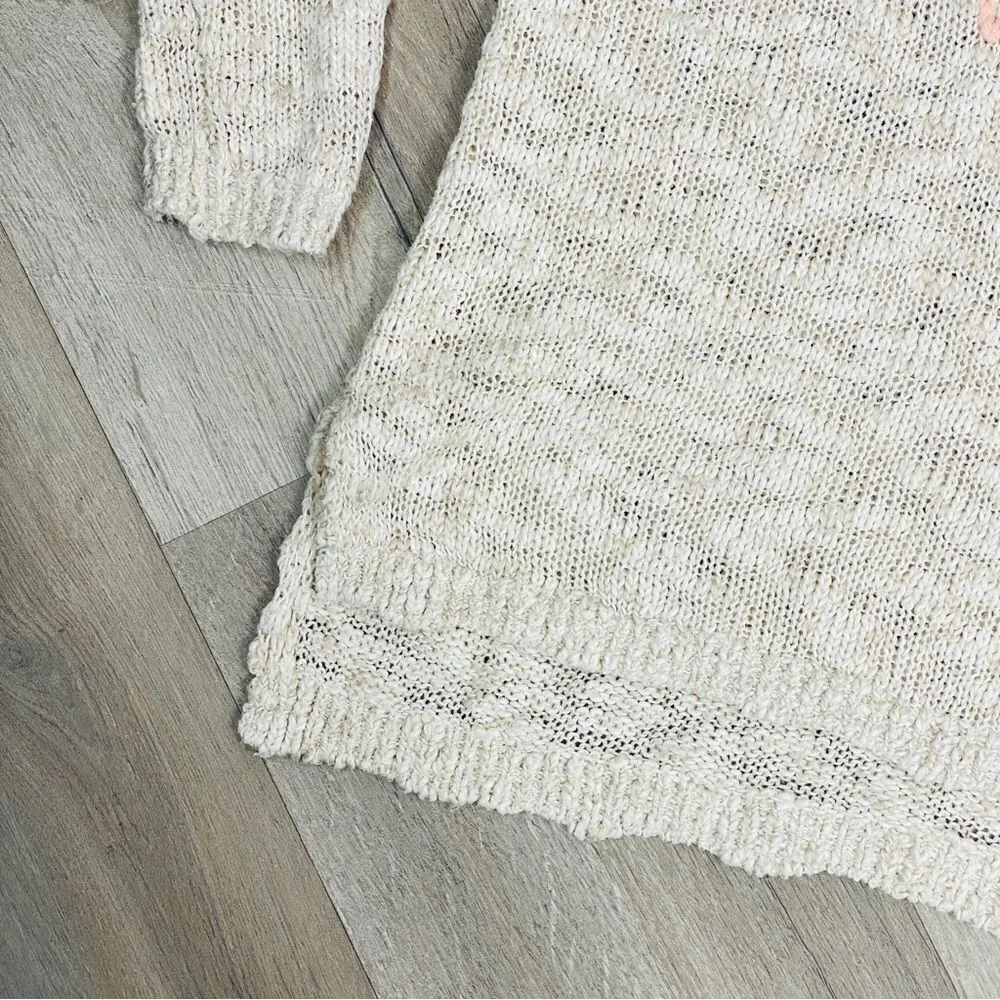 Aerie by AEO Happy Winter Open Weave Sweater Tan Pink Medium Pullover - Image 7