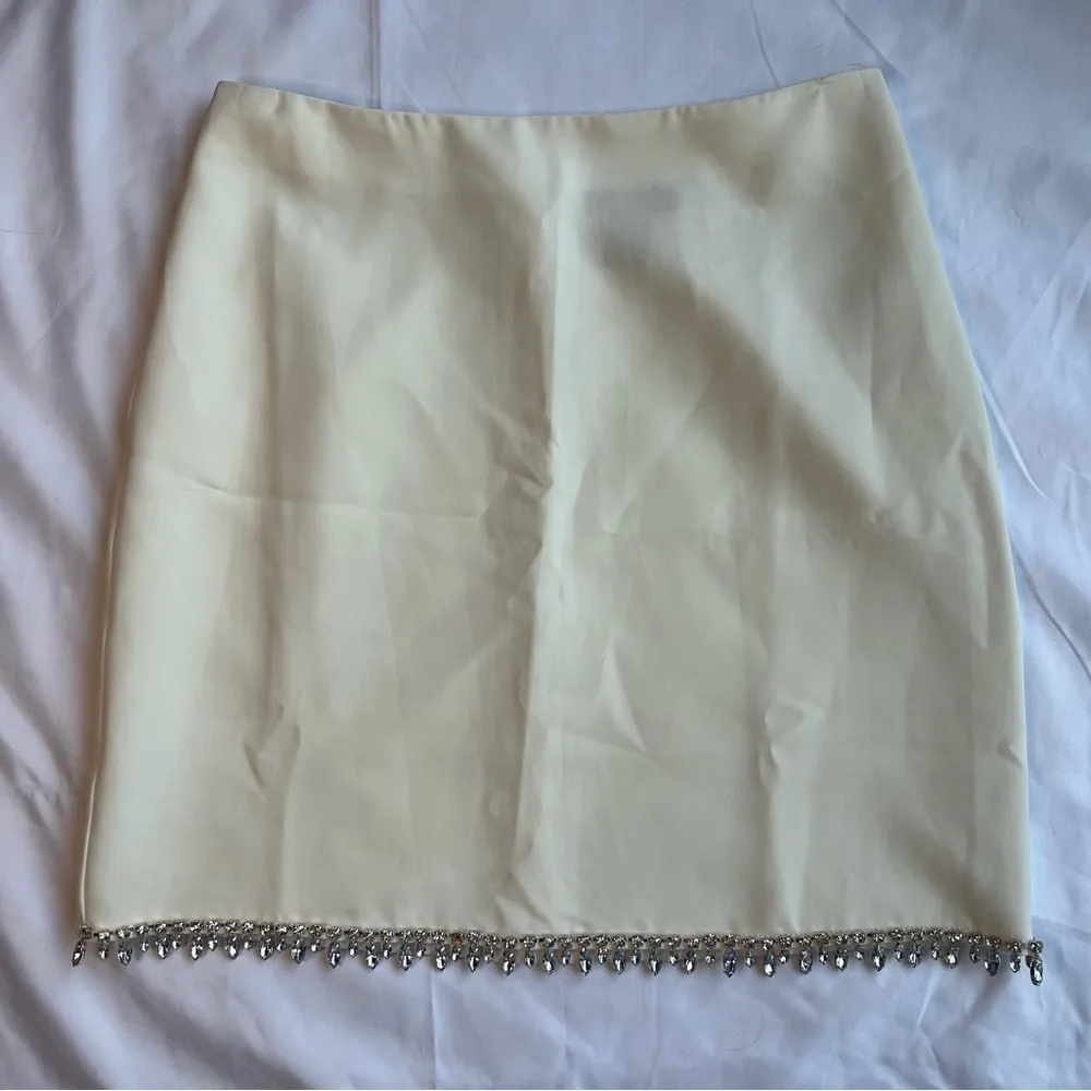 Sincerely Jules Ivory White Rhinestone Fringe Mini Skirt Medium - Image 10