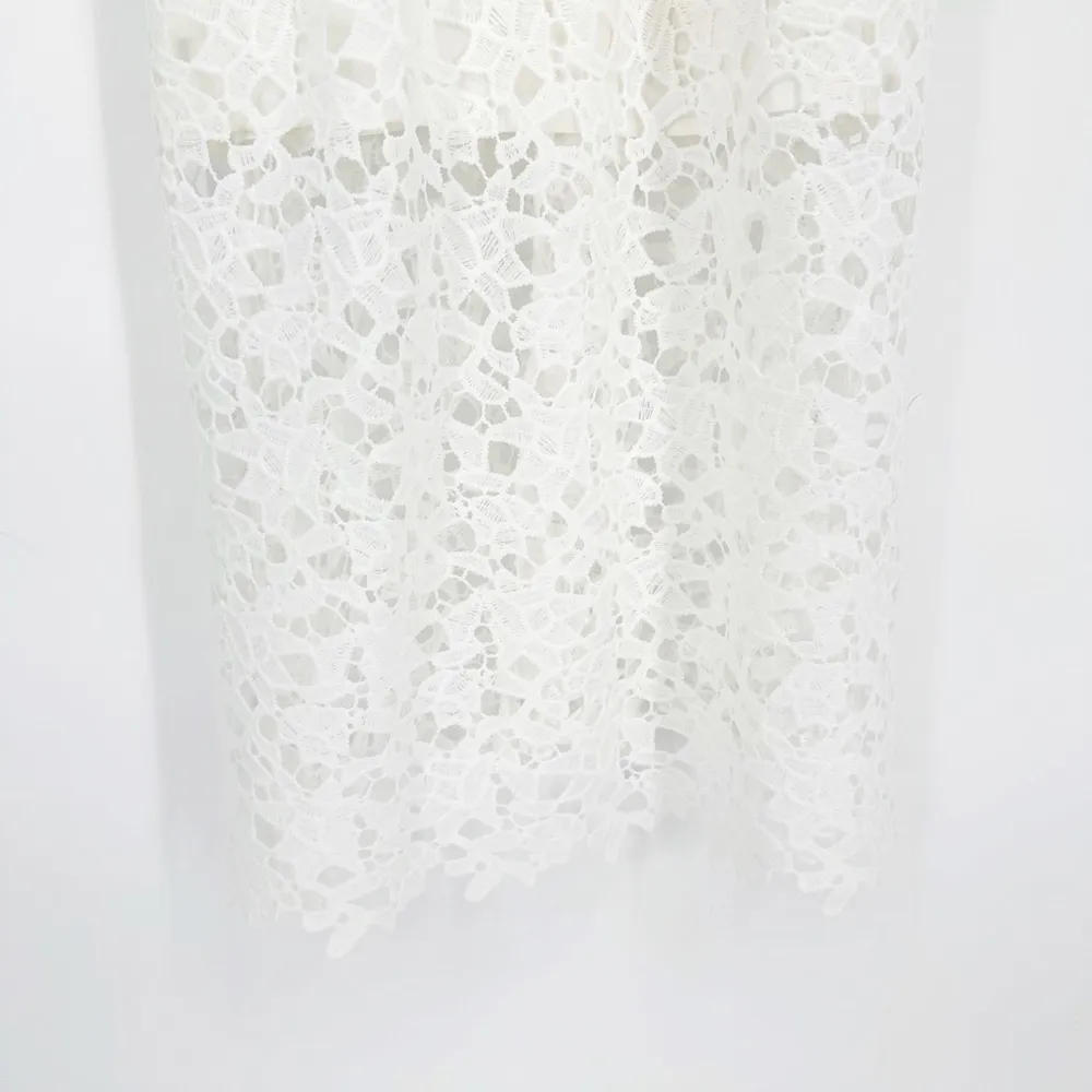ASTR The Label Lace Overlay A-Line Midi Dress Plunge Neck White Women's XS - Image 4