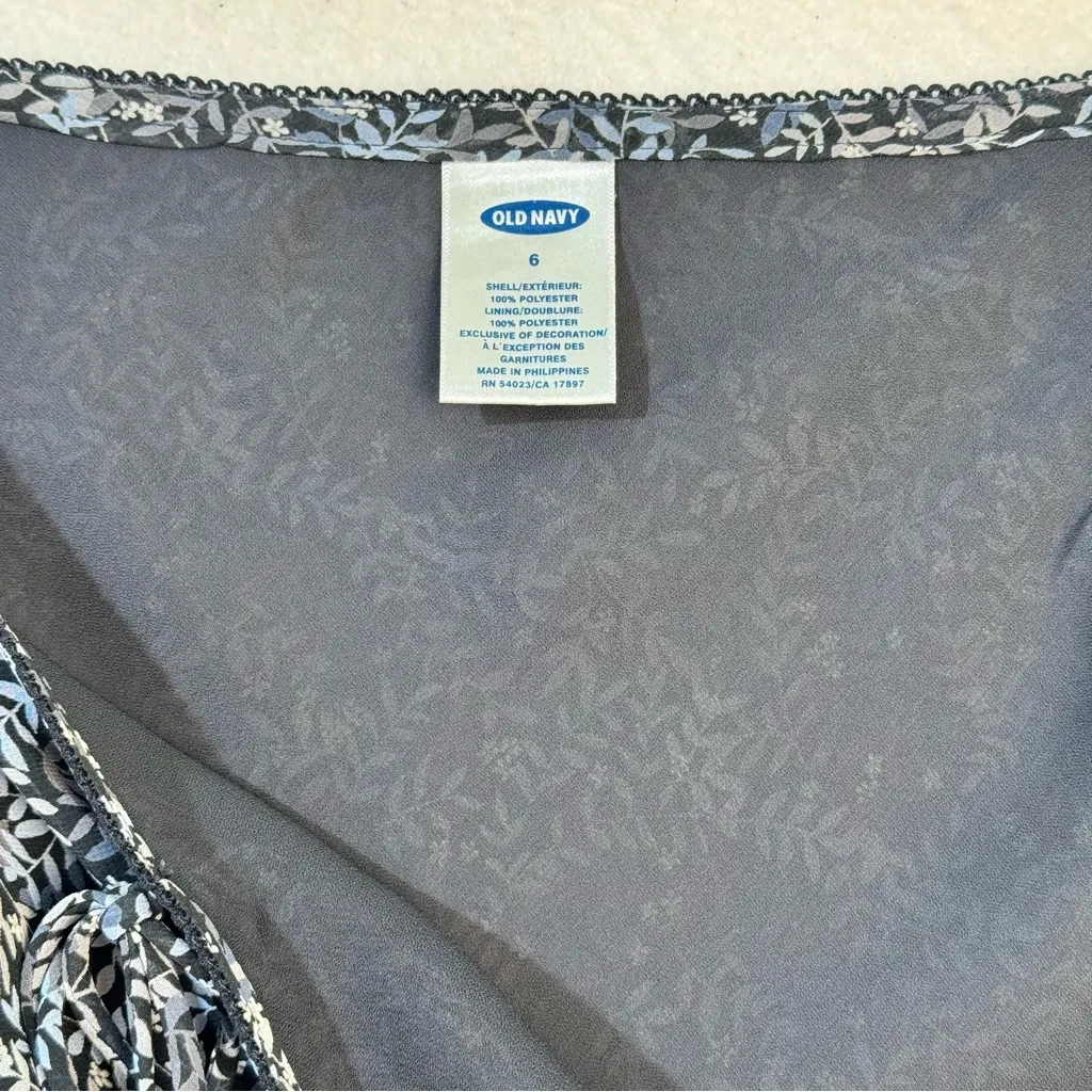 Old Navy Black & Blue Dark Floral Dainty A-Line Skirt 90’s VTG Women’s 6 - Image 6